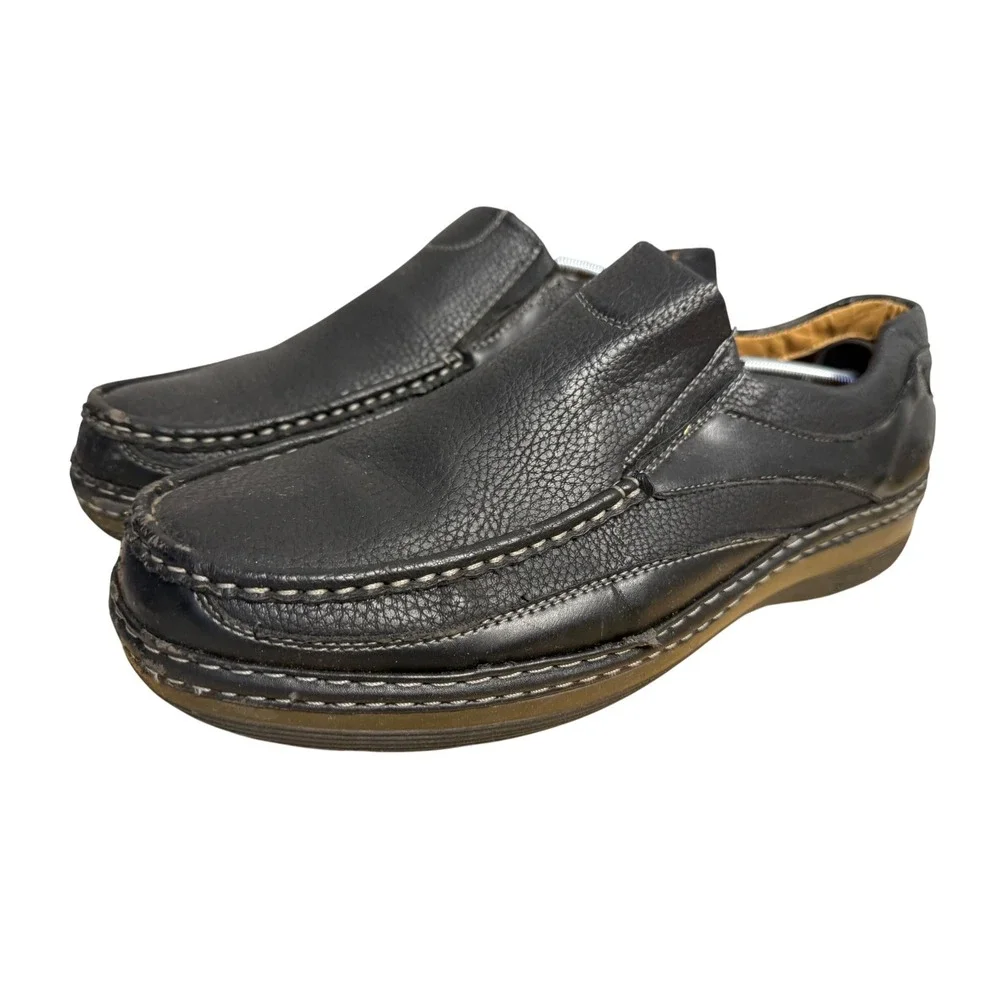 Solo Parker-100 Mens‎ Black Faux Leather Slip On Loafers Moc Toe Shoes Size 11